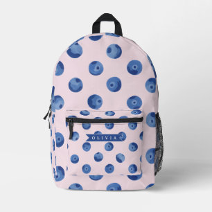 Personalised Cute Blueberry Watercolor Gift Name Printed Backpack
