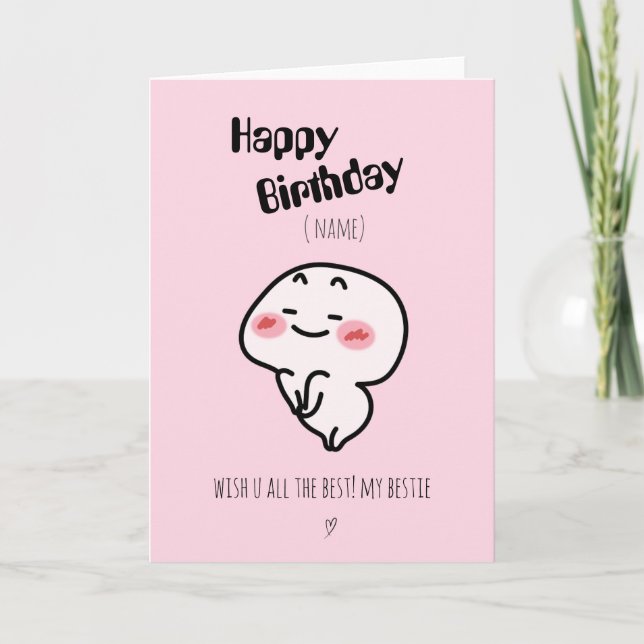 Personalised Cute blushing Birthday Card (Front)