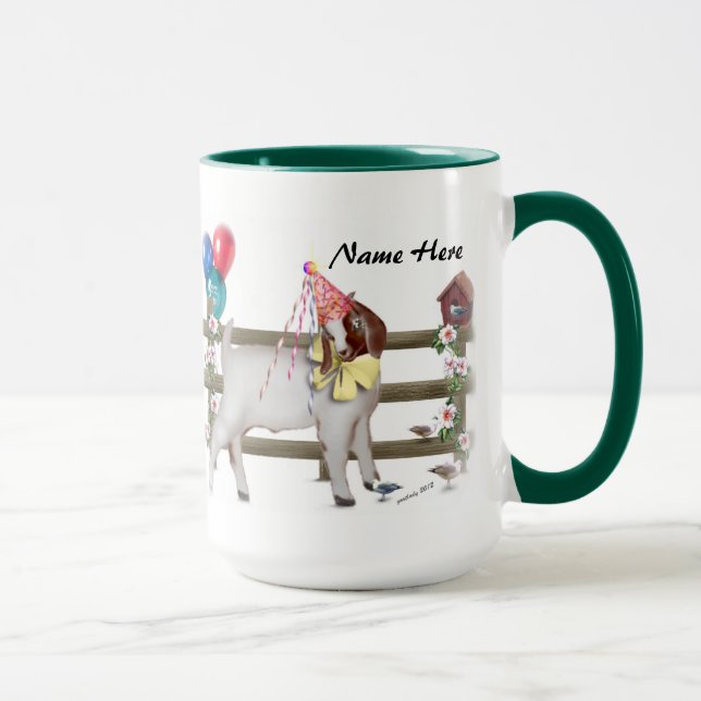 Personalised Cute Boer Goat Birthday Party Mug (Right)