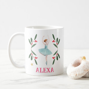 Personalised Cute Botanical Ballerina Christmas Coffee Mug