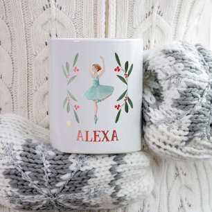 Personalised Cute Botanical Ballerina Christmas Coffee Mug