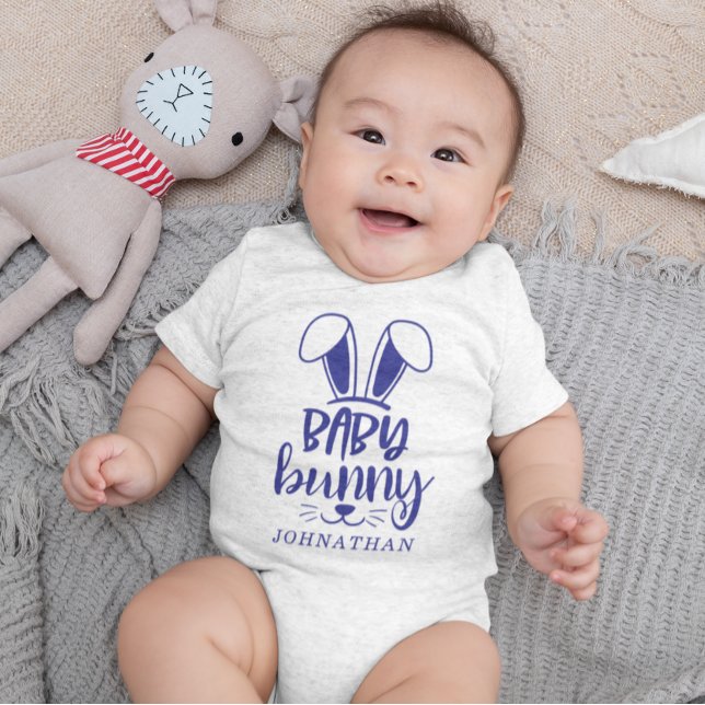 Personalised Cute Boy Baby Bunny Easter Bodysuit (Personalized Cute Boy Baby Bunny Easter Baby Bodysuit)