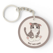 Personalised Cute Brown Cat Lover Keychain