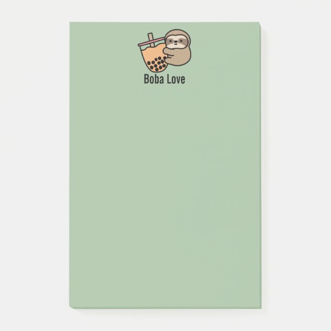 Personalised Cute Bubble Tea & Sloth Post-it Notes (Front)