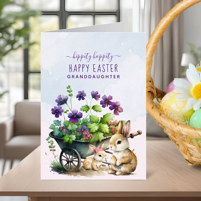 Personalised Cute Bunnies Granddaughter Easter Holiday Card (Personalized Cute Bunnies Granddaughter Easter Holiday Card)