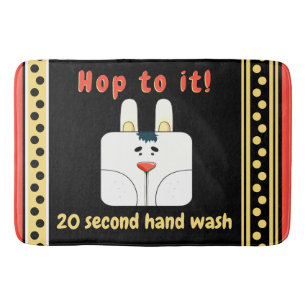 Personalised Cute Bunny Face and Polka Dots Bath Mat