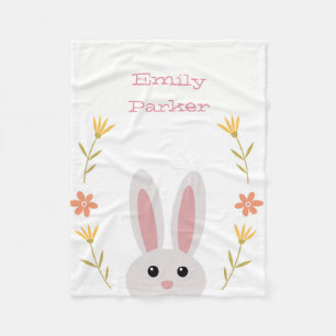 Personalised Cute Bunny Fleece Blanket