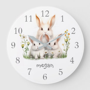 Personalised Cute Bunny Large Clock
