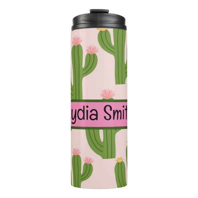 Personalised cute cactus drink tumbler (Front)