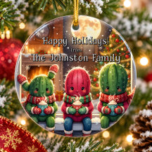 Personalised Cute Cactus Family Christmas Ornament