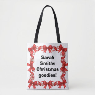 Personalised Cute Candy Canes & Ribbons - Tote Bag