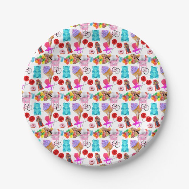 Personalised Cute Candy  Paper Plate (Front)