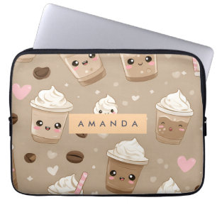 Personalised Cute Cappuccino Pattern Laptop Sleeve