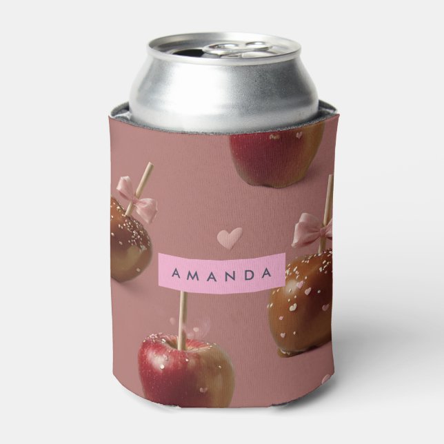 Personalised Cute Caramel Apple Pattern Can Cooler (Can Front)
