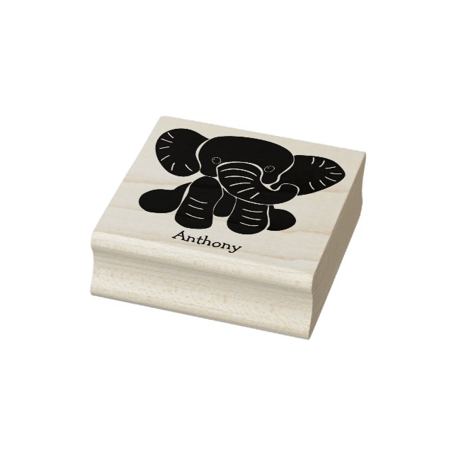 Personalised Cute Cartoon Baby Elephant Rubber Stamp (Stamp)