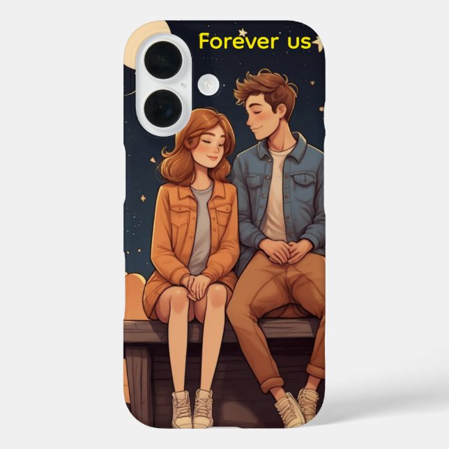 Personalised Cute Cartoon Couple Case-Mate iPhone Case (Back)