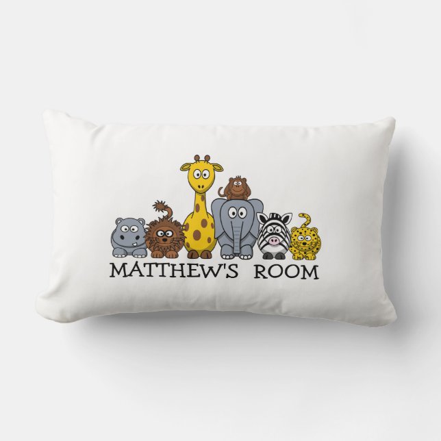 Personalised Cute Cartoon Jungle Animals Pillow (Front)