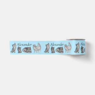 Personalised Cute Cat and Kitten Gift Satin Ribbon