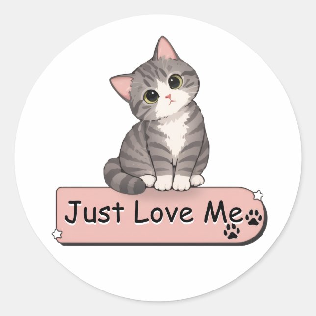 Personalised Cute Cat Sticker (Front)
