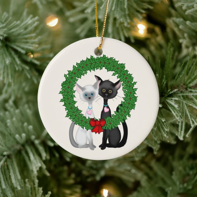 Personalised Cute Cats First Christmas Ornament (Tree)