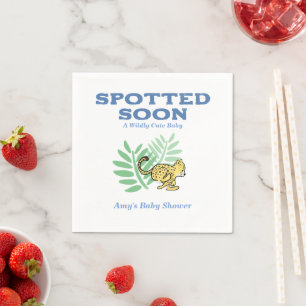 Personalised Cute Cheetah Wild One Baby Shower Napkin