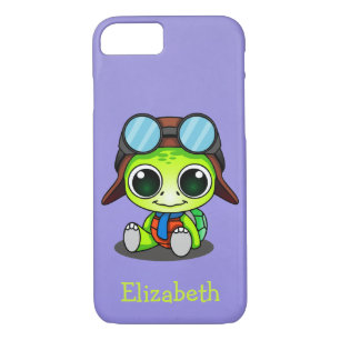 Personalised Cute Chibi Turtle in Aviator Hat iPhone 8/7 Case
