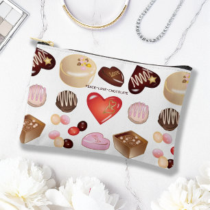 Personalised Cute Chic Chocolate Candy Heart Accessory Pouch