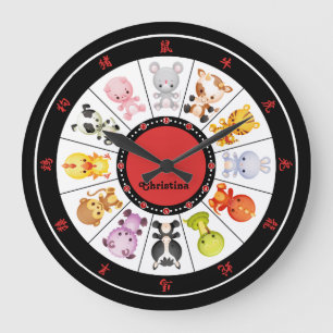 Personalised Cute Chinese Zodiac Circle clocks