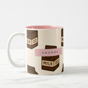Personalised Cute Chocolate Milk Carton  Two-Tone Coffee Mug