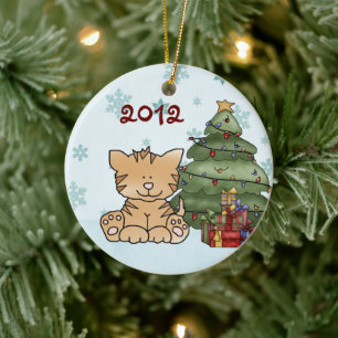 Personalised Cute Christmas Cat Ornament