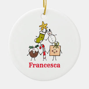 Personalised Cute Christmas Characters Ceramic Ornament