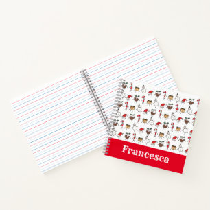 Personalised Cute Christmas Characters Notebook