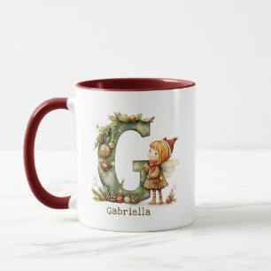 Personalised Cute Christmas Fairy Whimsical Initia Mug
