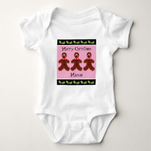 Personalised Cute Christmas Gingerbread Man Baby Bodysuit