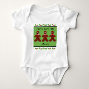Personalised Cute Christmas Gingerbread Man Baby Bodysuit