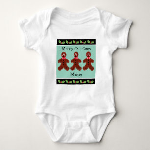Personalised Cute Christmas Gingerbread Man  Baby Bodysuit