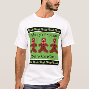 Personalised Cute Christmas Gingerbread Man  T-Shirt