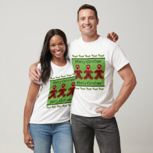 Personalised Cute Christmas Gingerbread Man T-Shirt