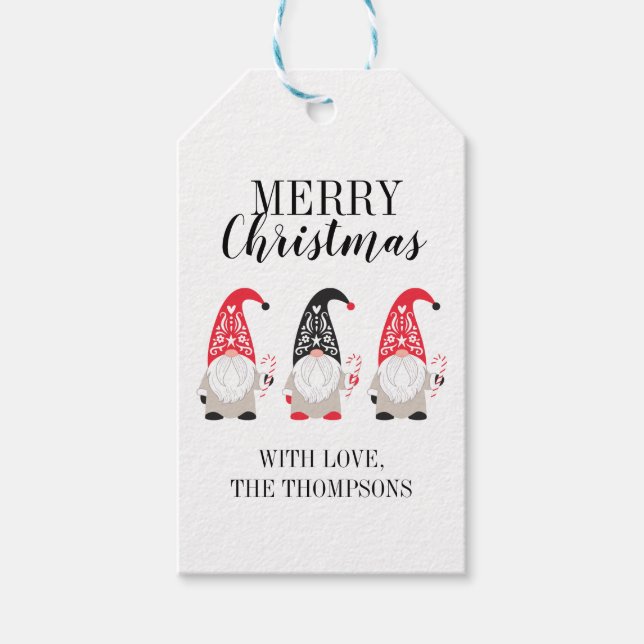 Personalised Cute Christmas Gnome Gift Tags (Front)