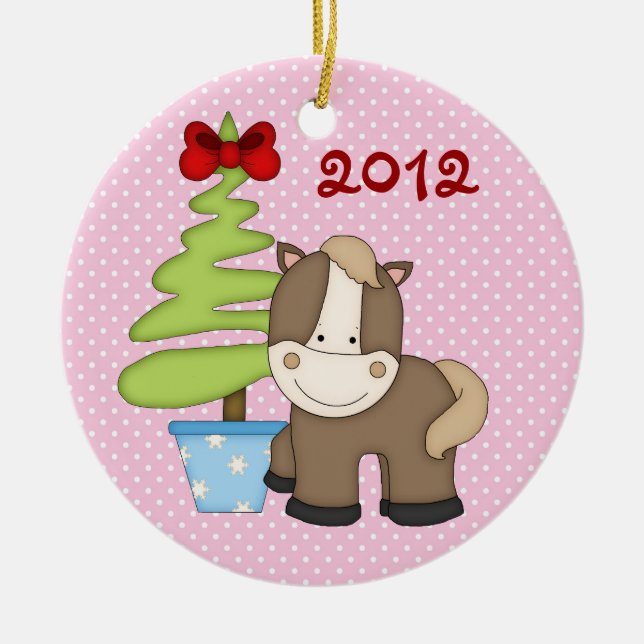 Personalised Cute Christmas Horse Ornament (Front)