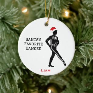 Personalised Cute Christmas Irish Boy Dancing Ceramic Ornament