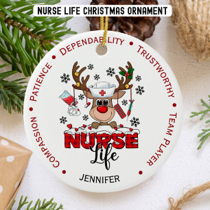 Personalised Cute Christmas Nurse  Ceramic Ornament
