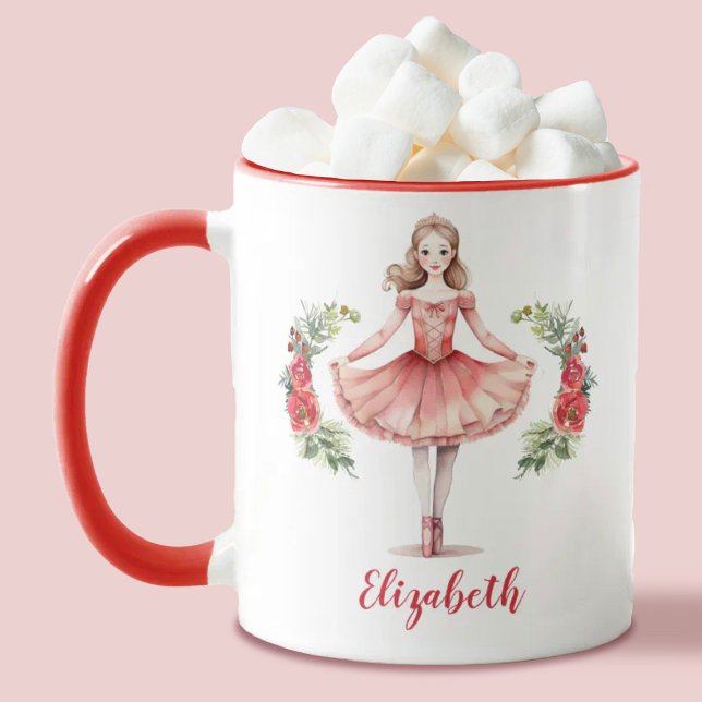 Personalised Cute Christmas nutcracker Ballerina Mug (Personalize this cute Christmas ballerina mug for someone special. )
