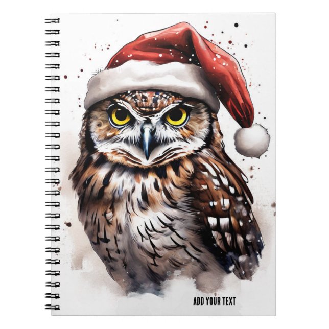 PERSONALISED Cute Christmas Owl Notebook (Front)