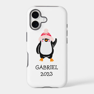 Personalised Cute Christmas Penguin in Red Hat