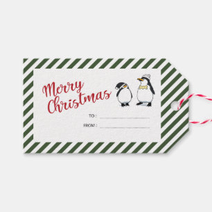 Personalised Cute Christmas Penguins  Gift Tags