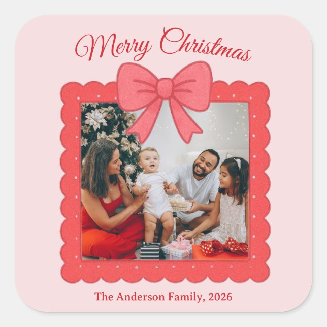 Personalised Cute Christmas Photo Collage  Square Sticker (Front)