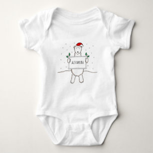 Personalised Cute Christmas Polar Bear Baby Bodysuit