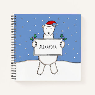 Personalised Cute Christmas Polar Bear Christmas Notebook