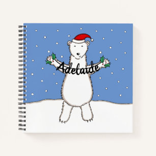 Personalised Cute Christmas Polar Bear Christmas Notebook
